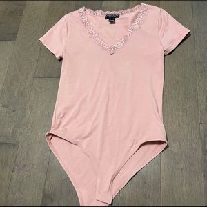 Pink lace detail bodysuit